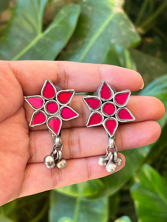 Pink glass earrings