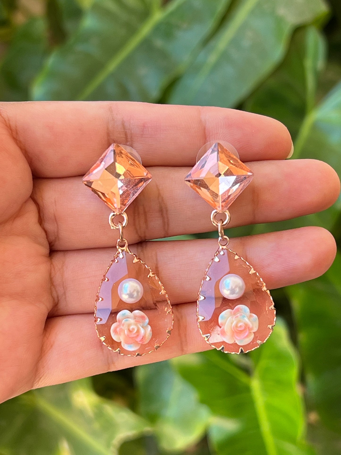Glass stone earrings