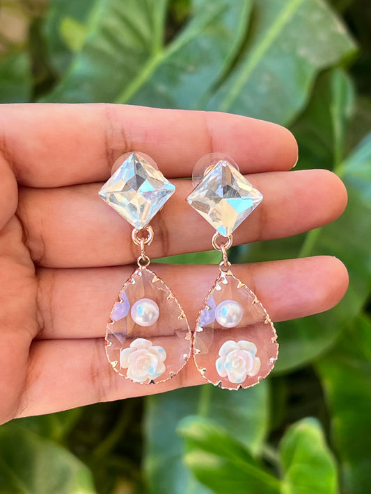 Glass stone earrings