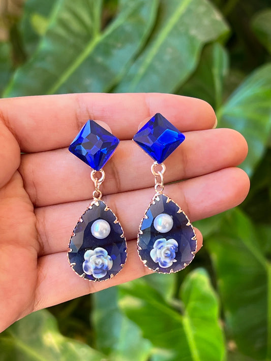 Glass stone earrings