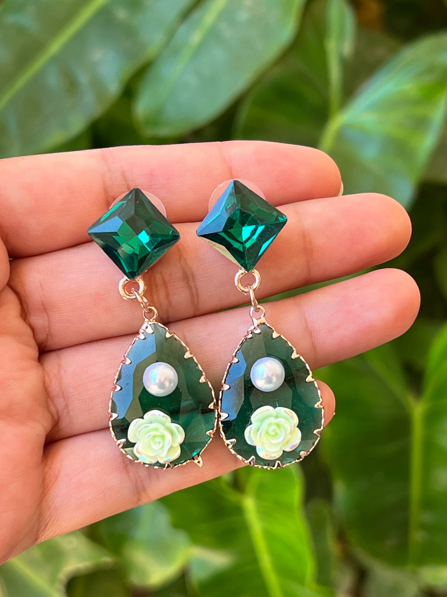Glass stone earrings
