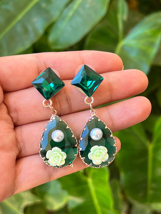 Glass stone earrings