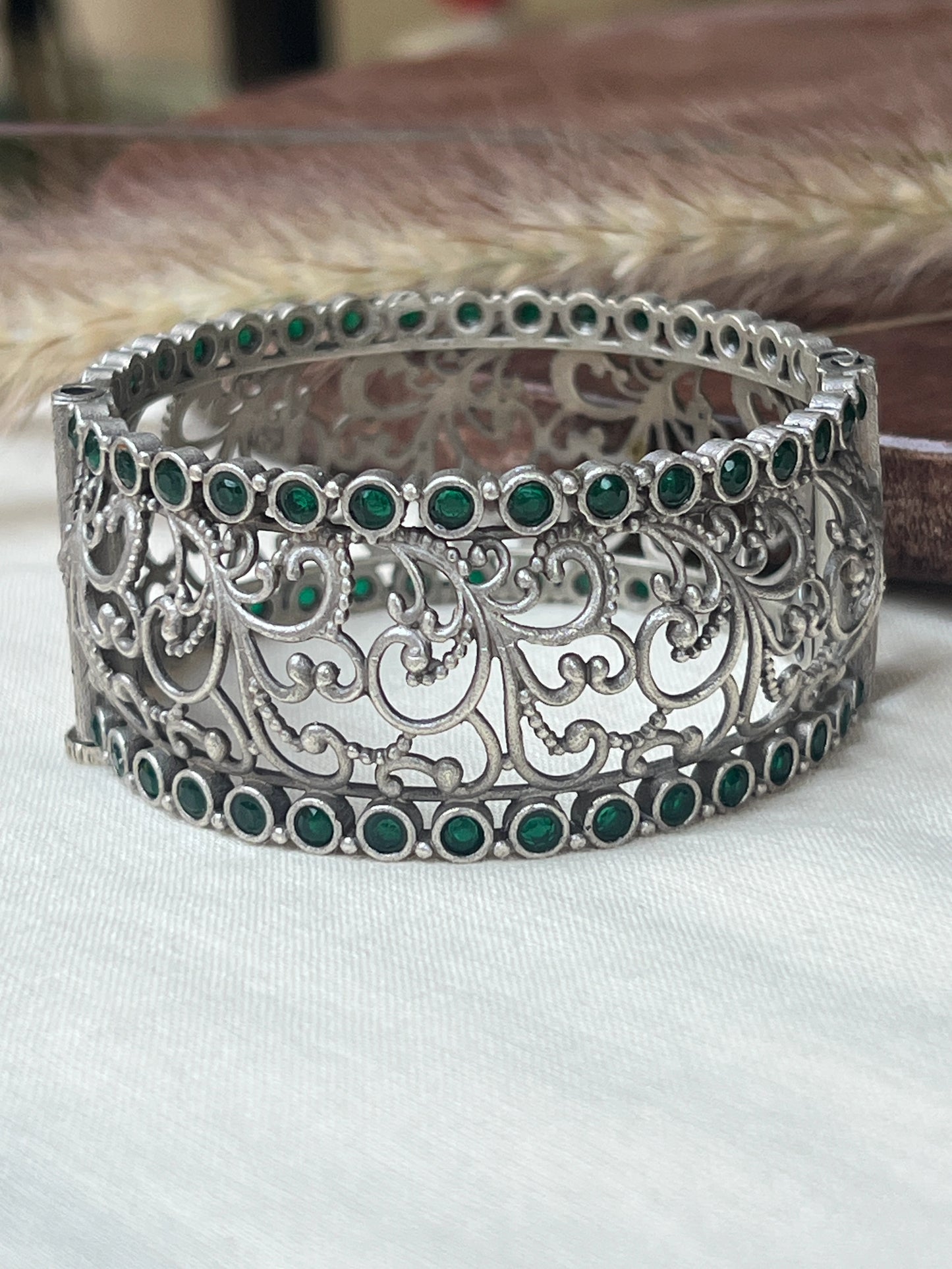Green jaali work bangles
