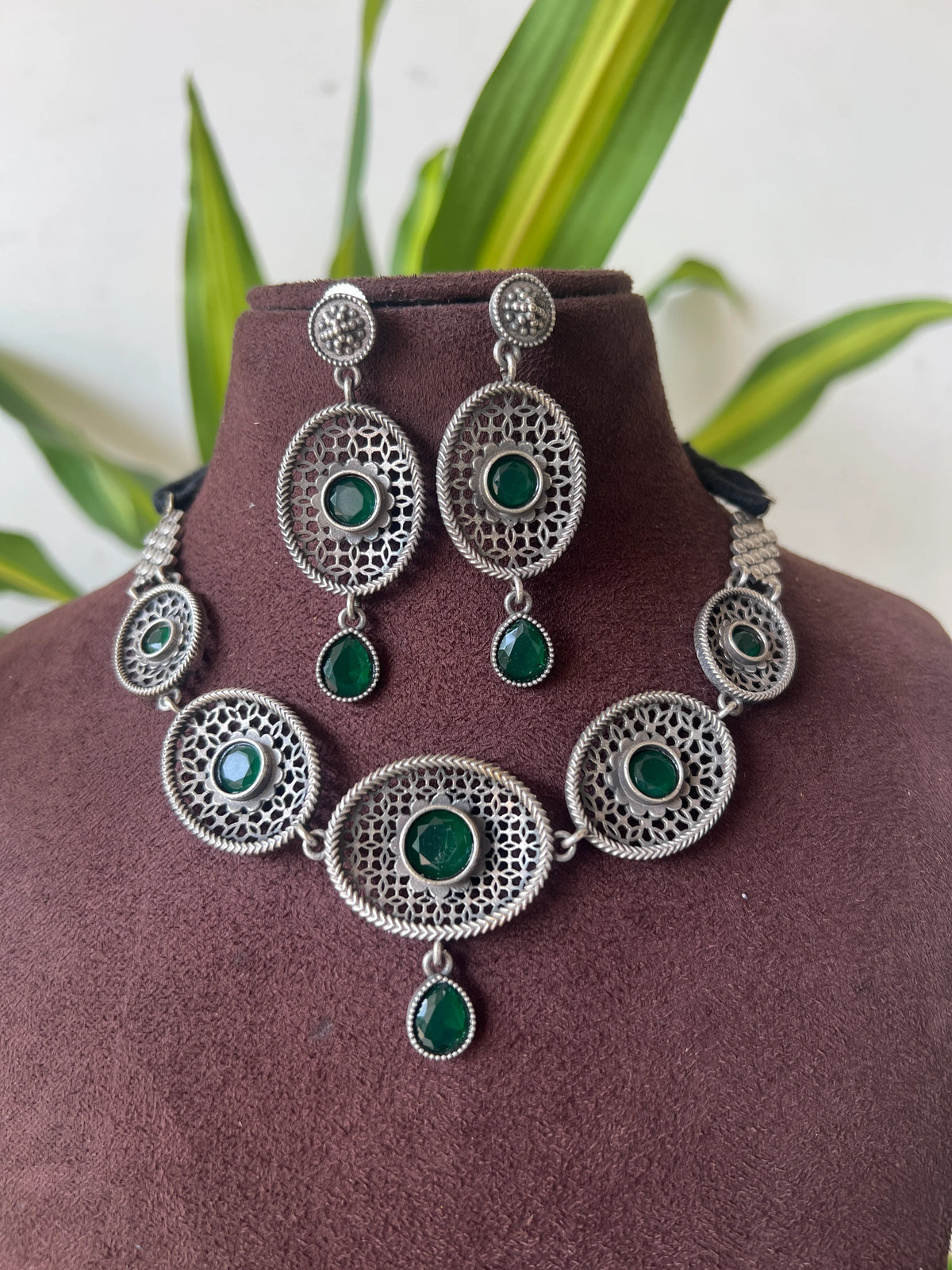 Oxidised necklace set