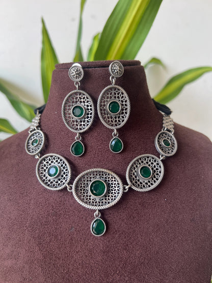 Oxidised necklace set