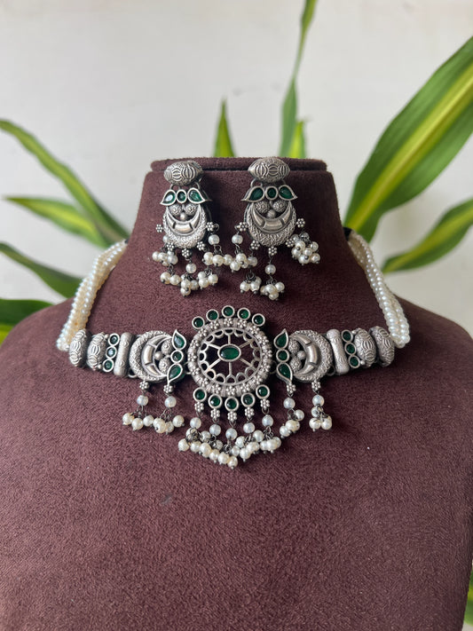Oxidised necklace set