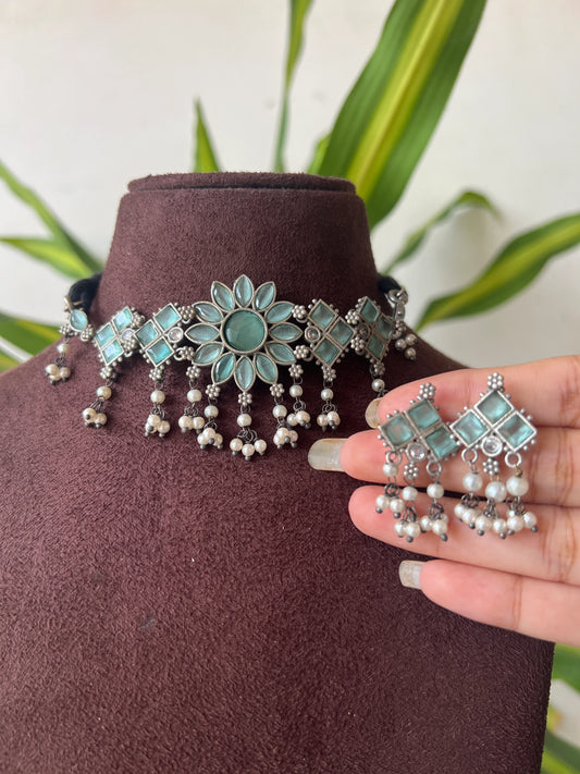 Oxidised necklace set