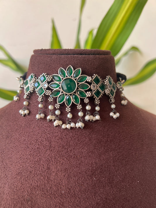 Oxidised necklace set