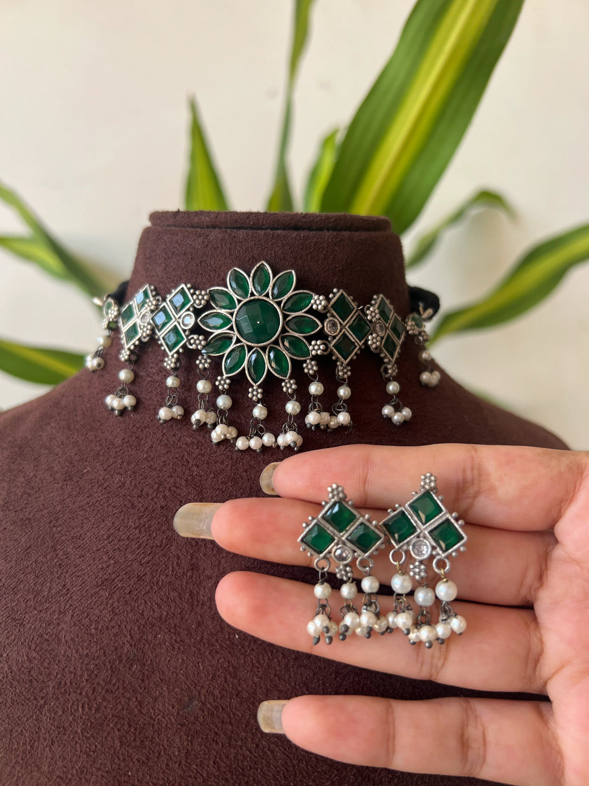 Oxidised necklace set