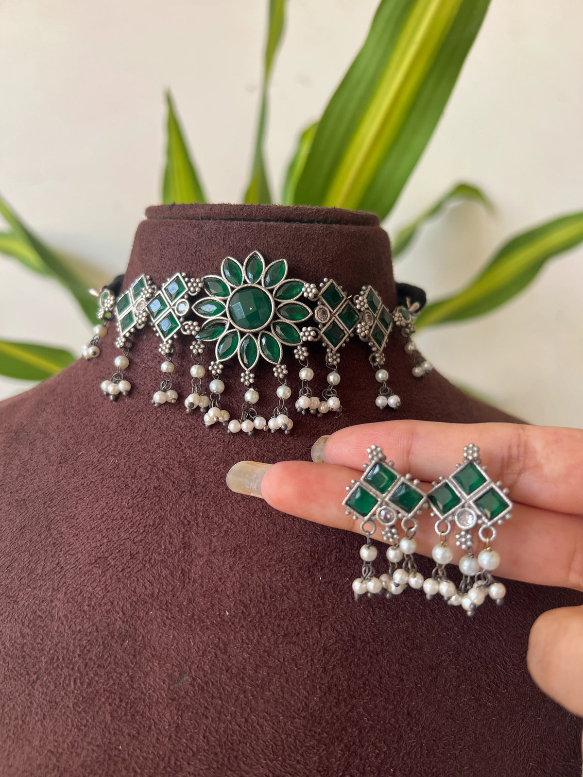 Oxidised necklace set