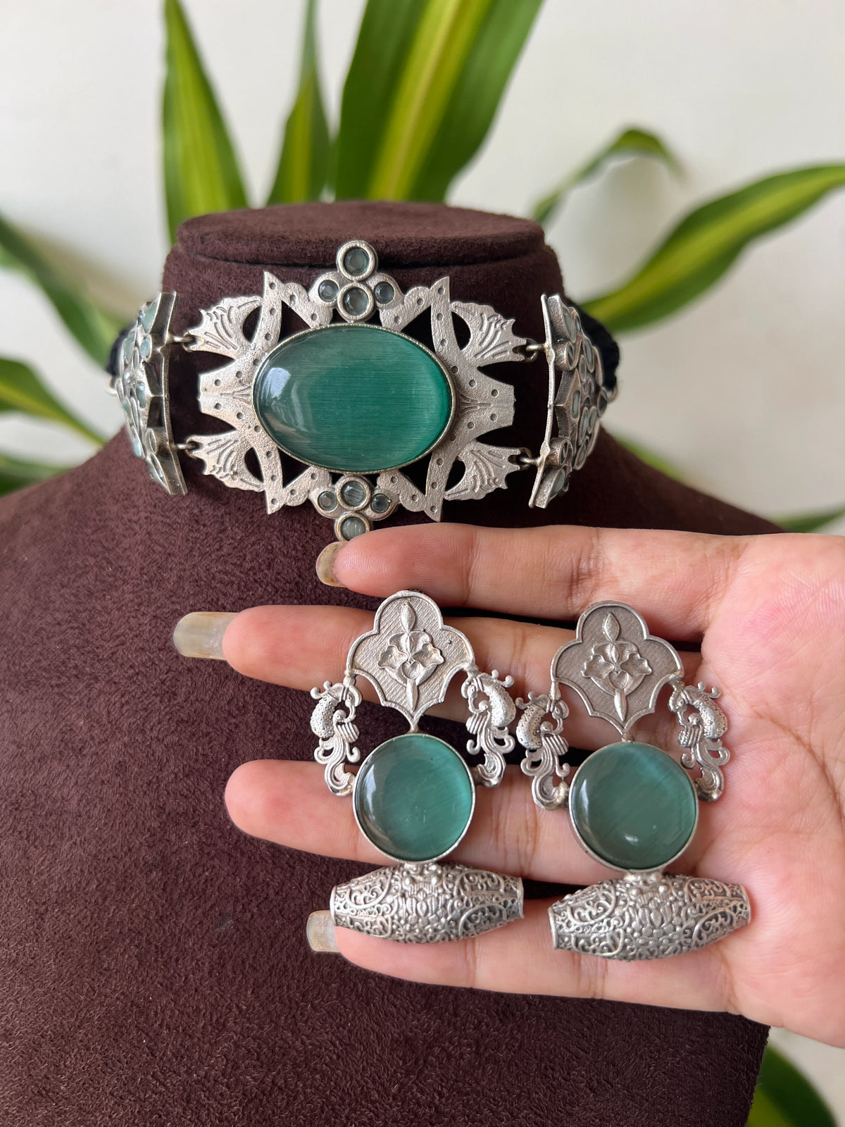 Oxidised necklace set