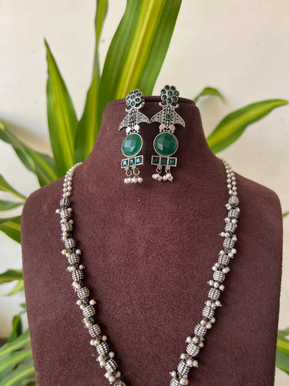 Dual tone green necklace set