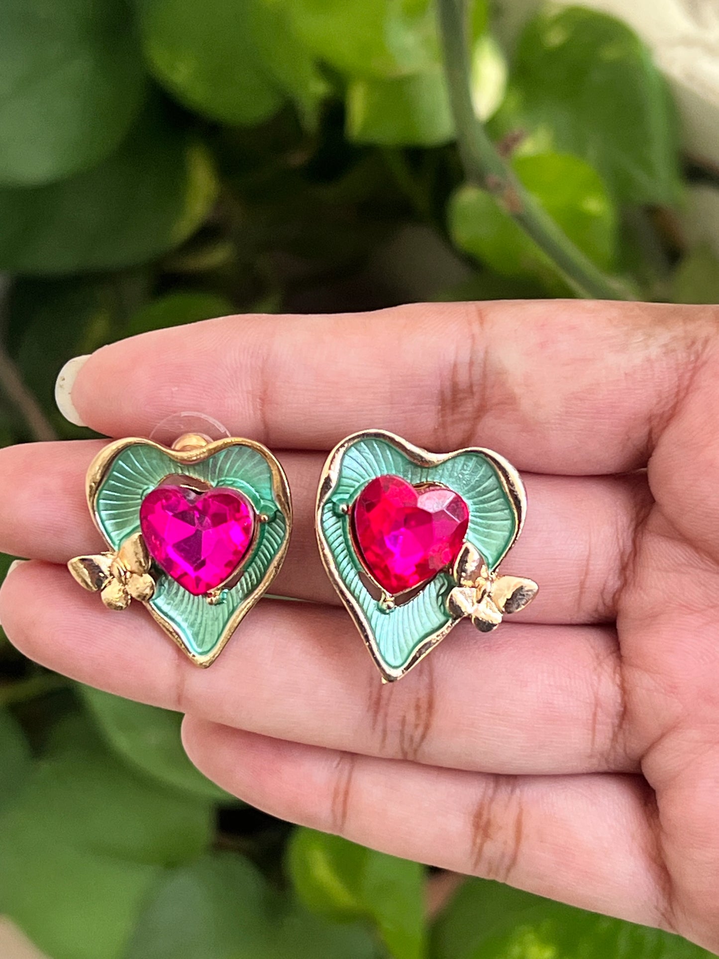 Double heart earrings