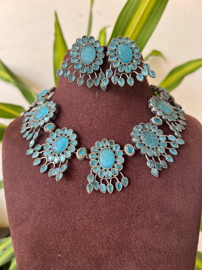 Oxidised necklace set