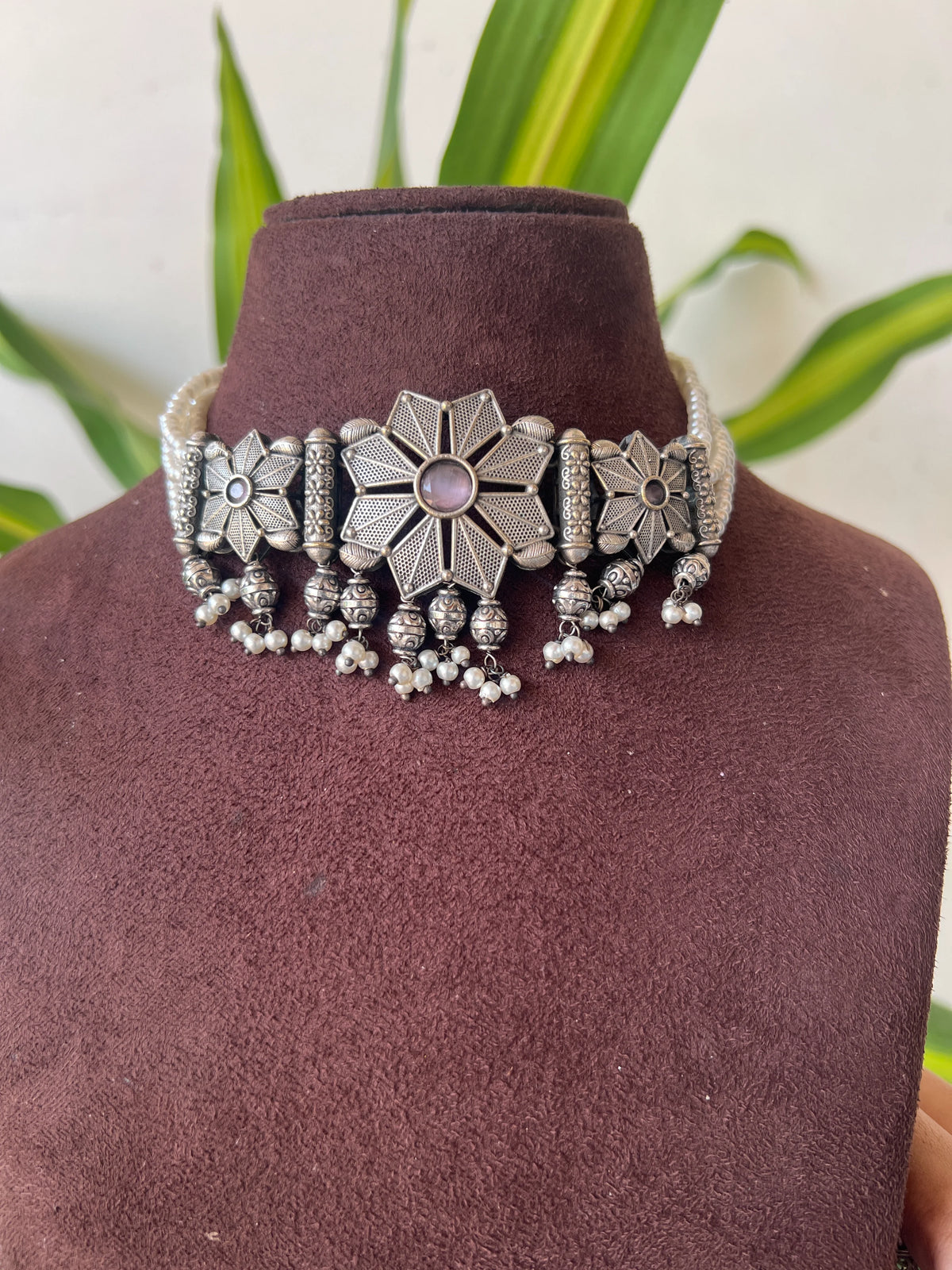 Oxidised choker set