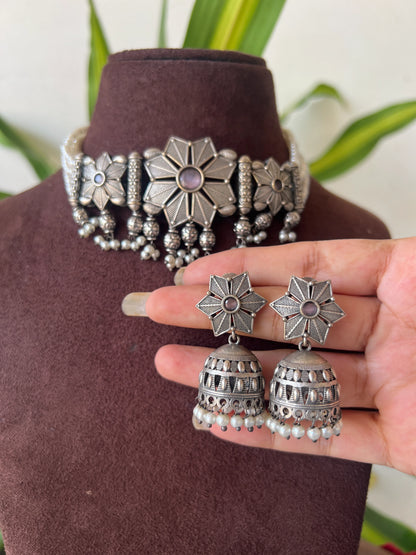 Oxidised choker set