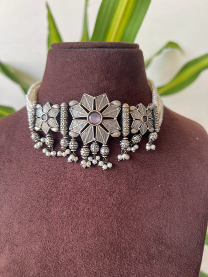 Oxidised choker set