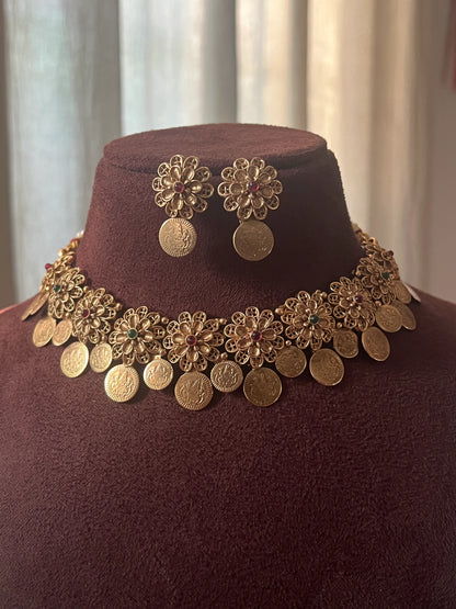 flower kaasu necklace set