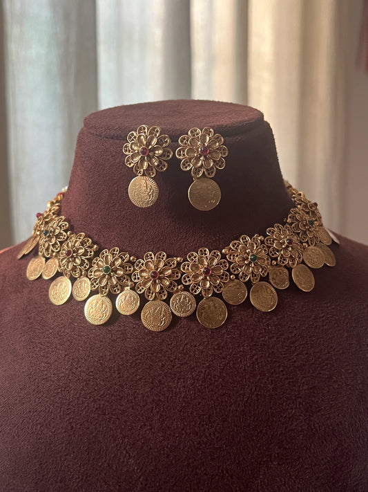 flower kaasu necklace set