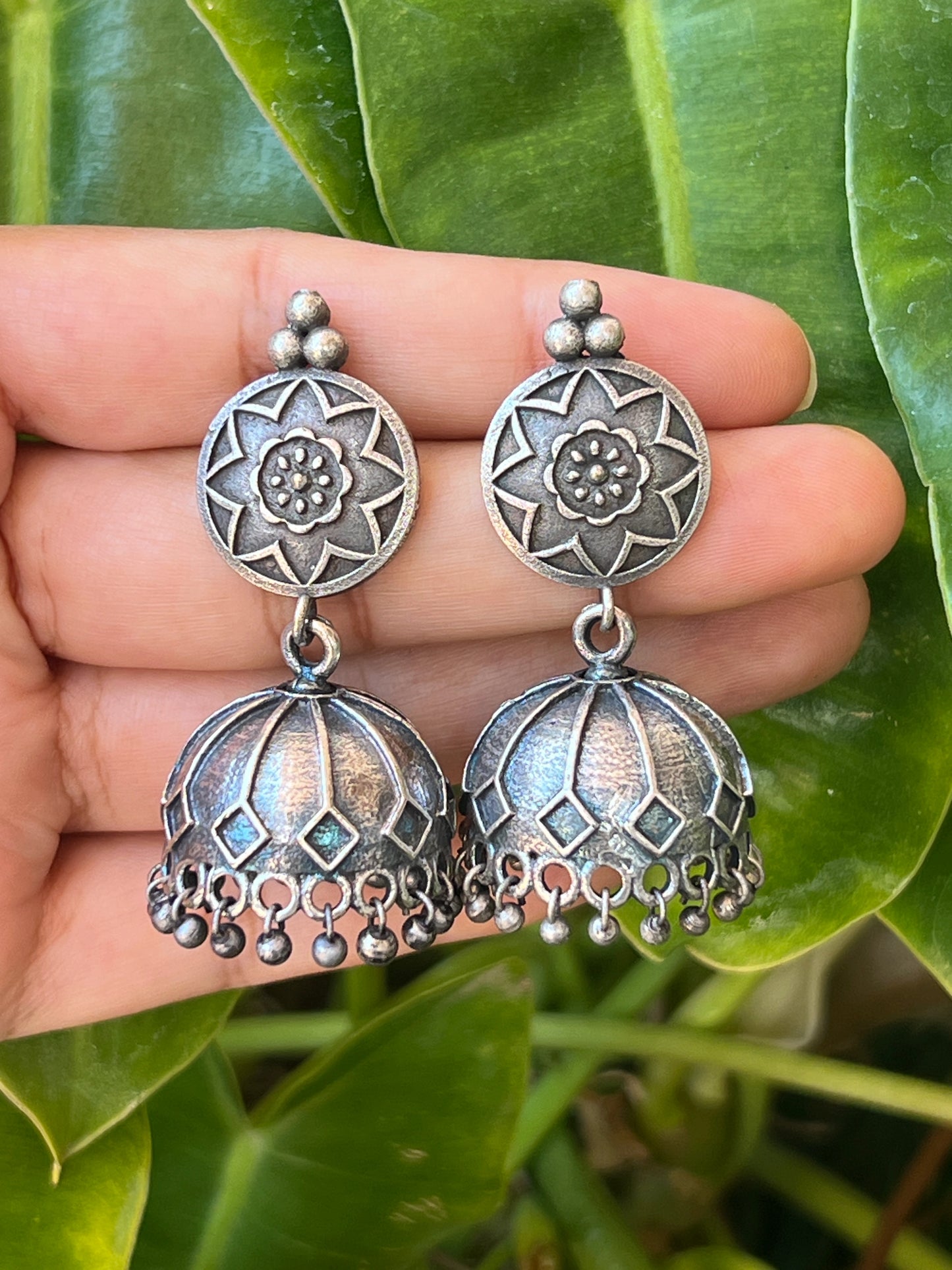 Oxidised jhumkas