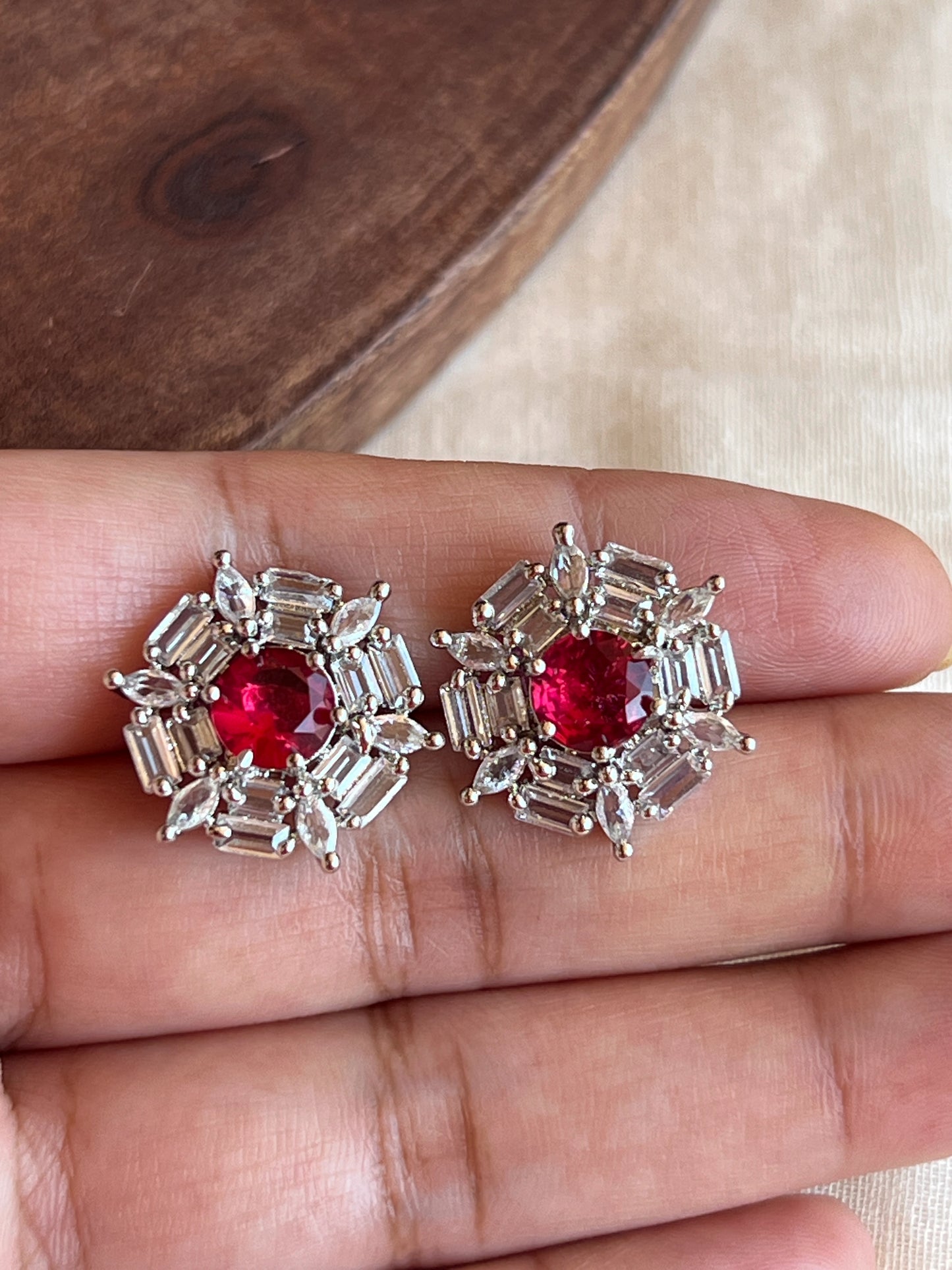 Red stone earrings