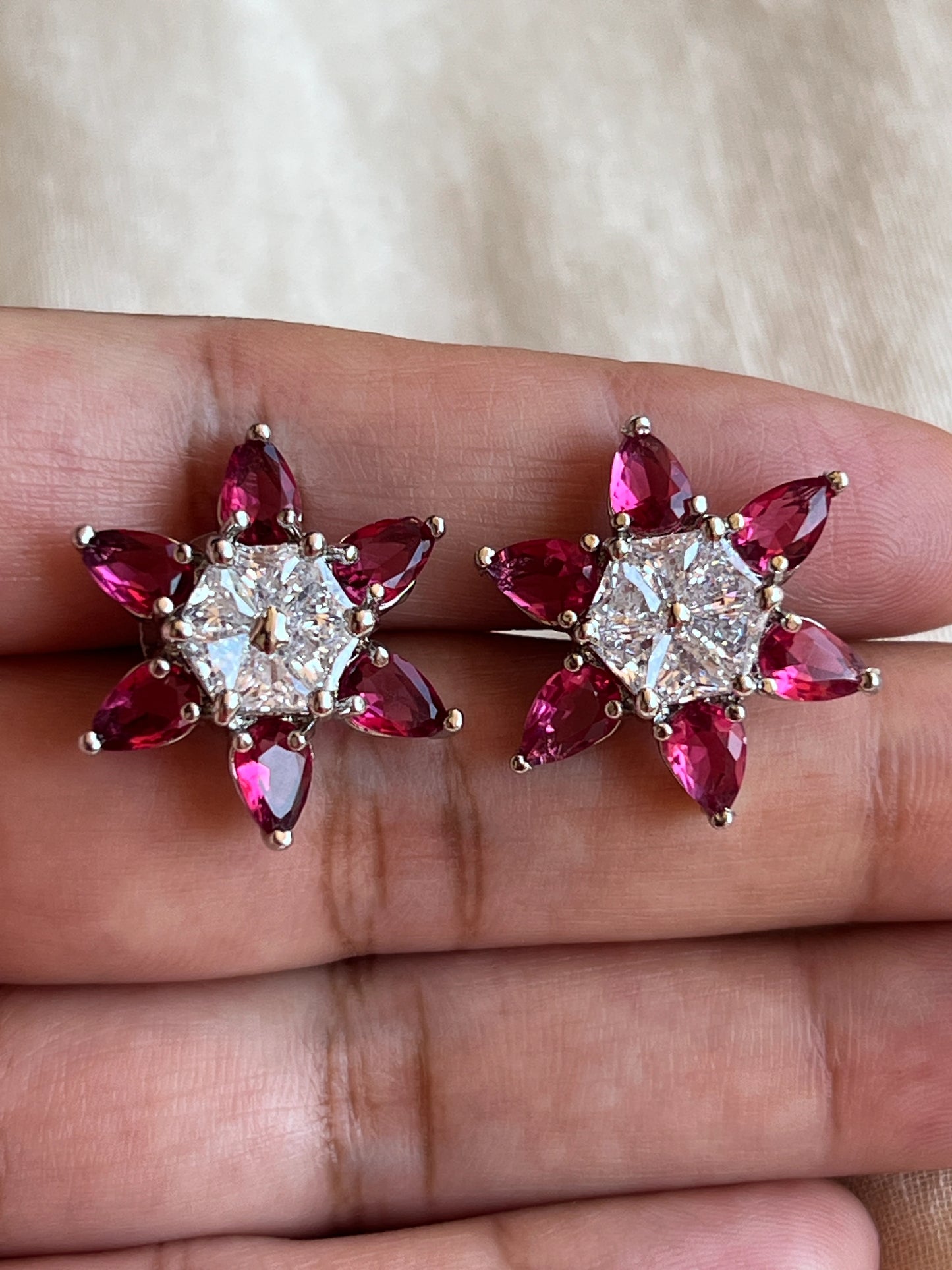 Red stone studs