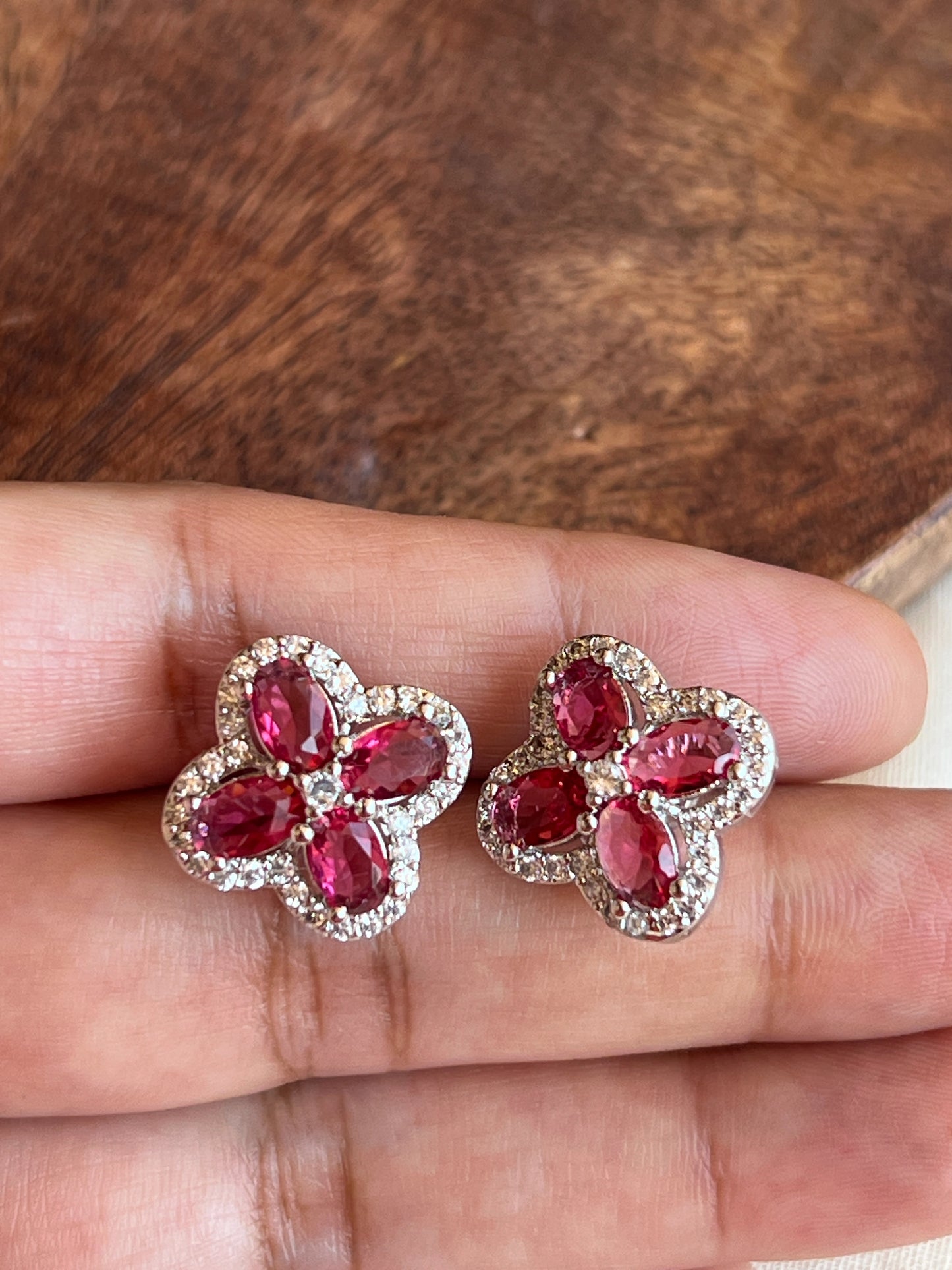 Red stone studs