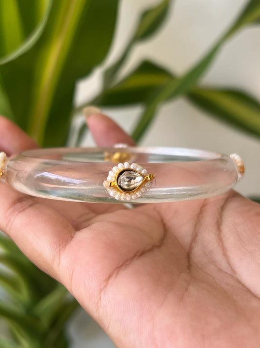 Transparent Resin kundhan bangle (transparent)