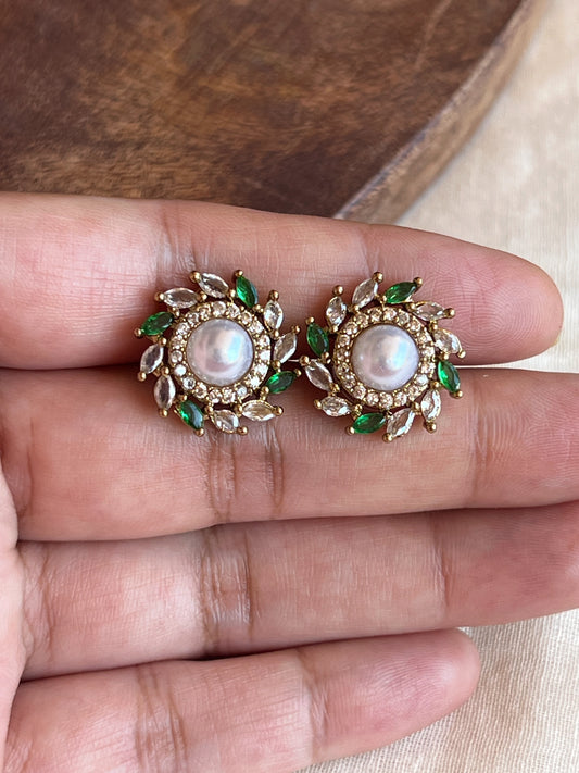 Green stone earrings