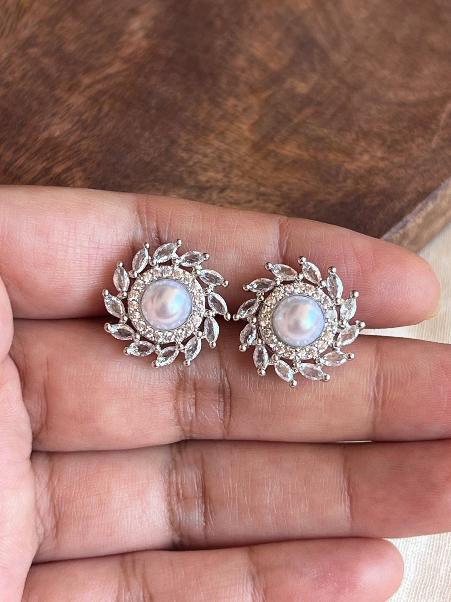 White stone earrings