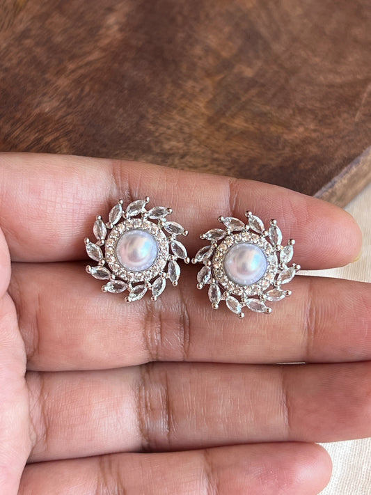 White stone earrings