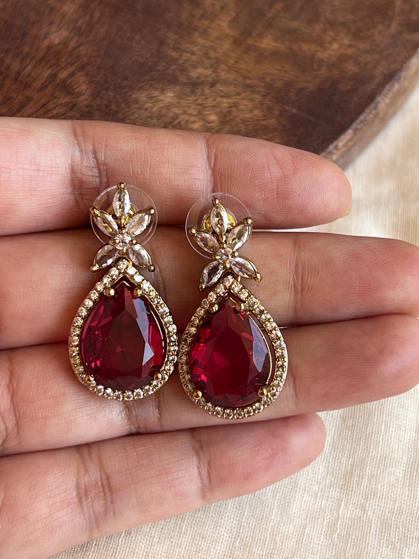 Red stone earrings