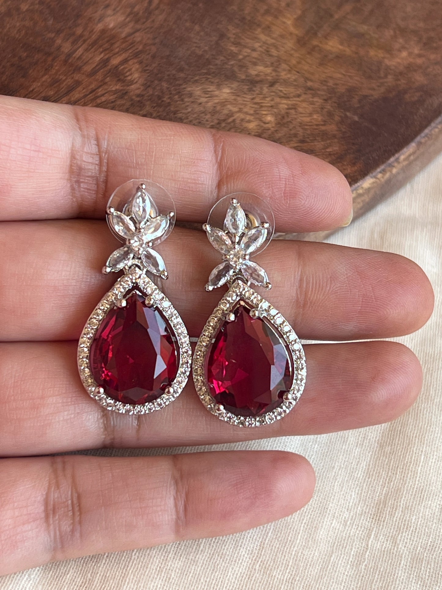 Red stone earrings