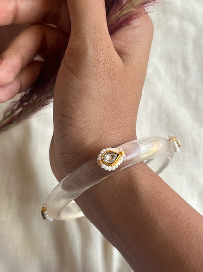 Transparent Resin kundhan bangle (transparent)