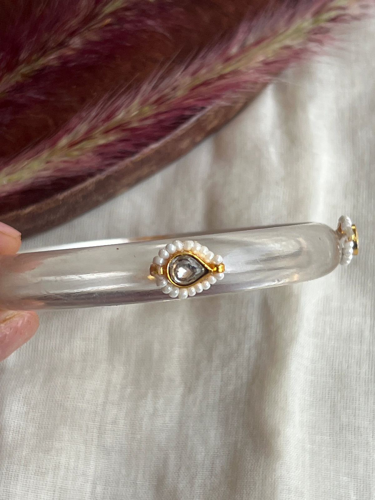 Transparent Resin kundhan bangle (transparent)