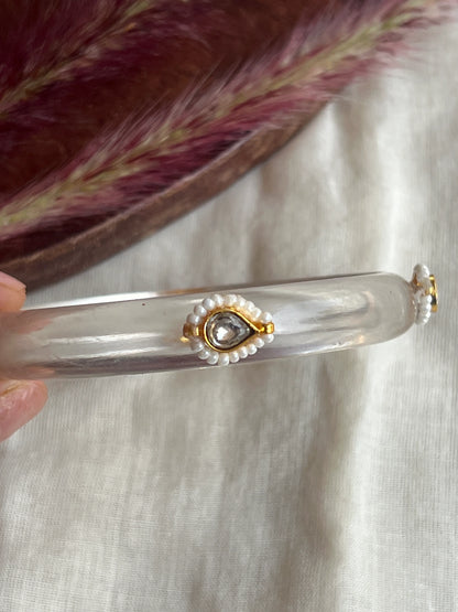 Transparent Resin kundhan bangle (transparent)