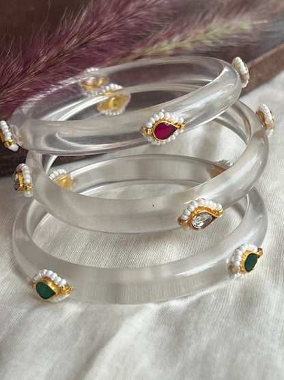 Combo of 3 resin kundhan bangles