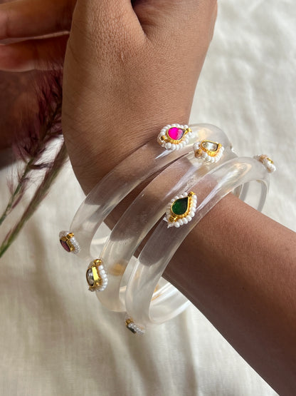Combo of 3 resin kundhan bangles