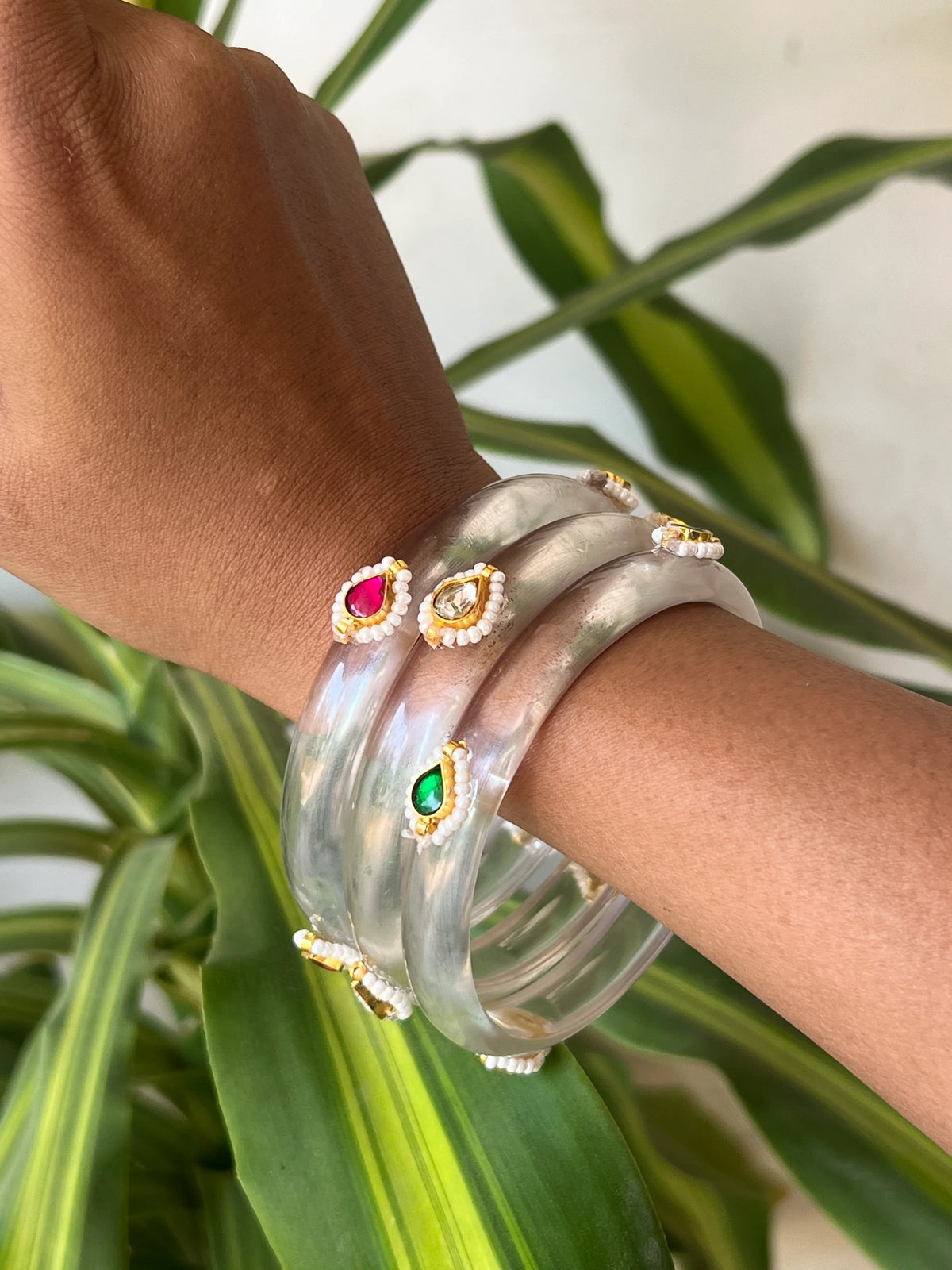 Combo of 3 resin kundhan bangles
