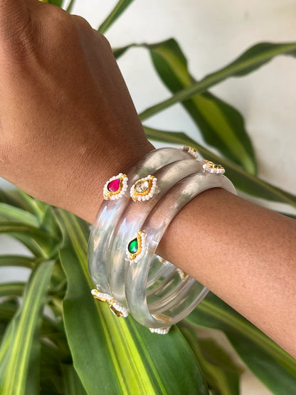 Combo of 3 resin kundhan bangles
