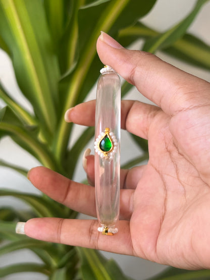 Transparent Resin kundhan bangle (green)