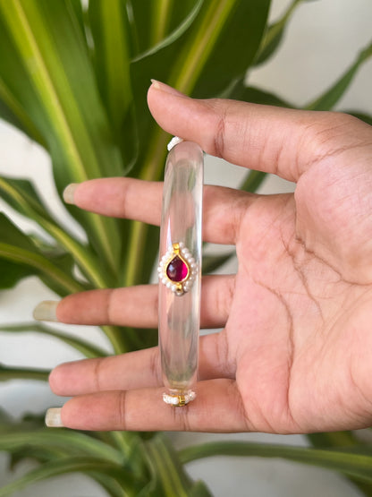 Transparent Resin kundhan bangle (red)