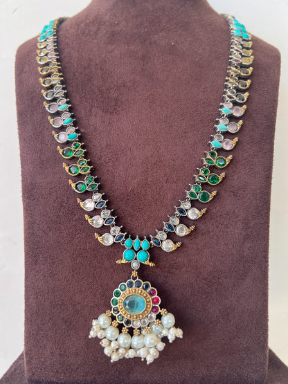 Dual tone multi colour mango necklace set