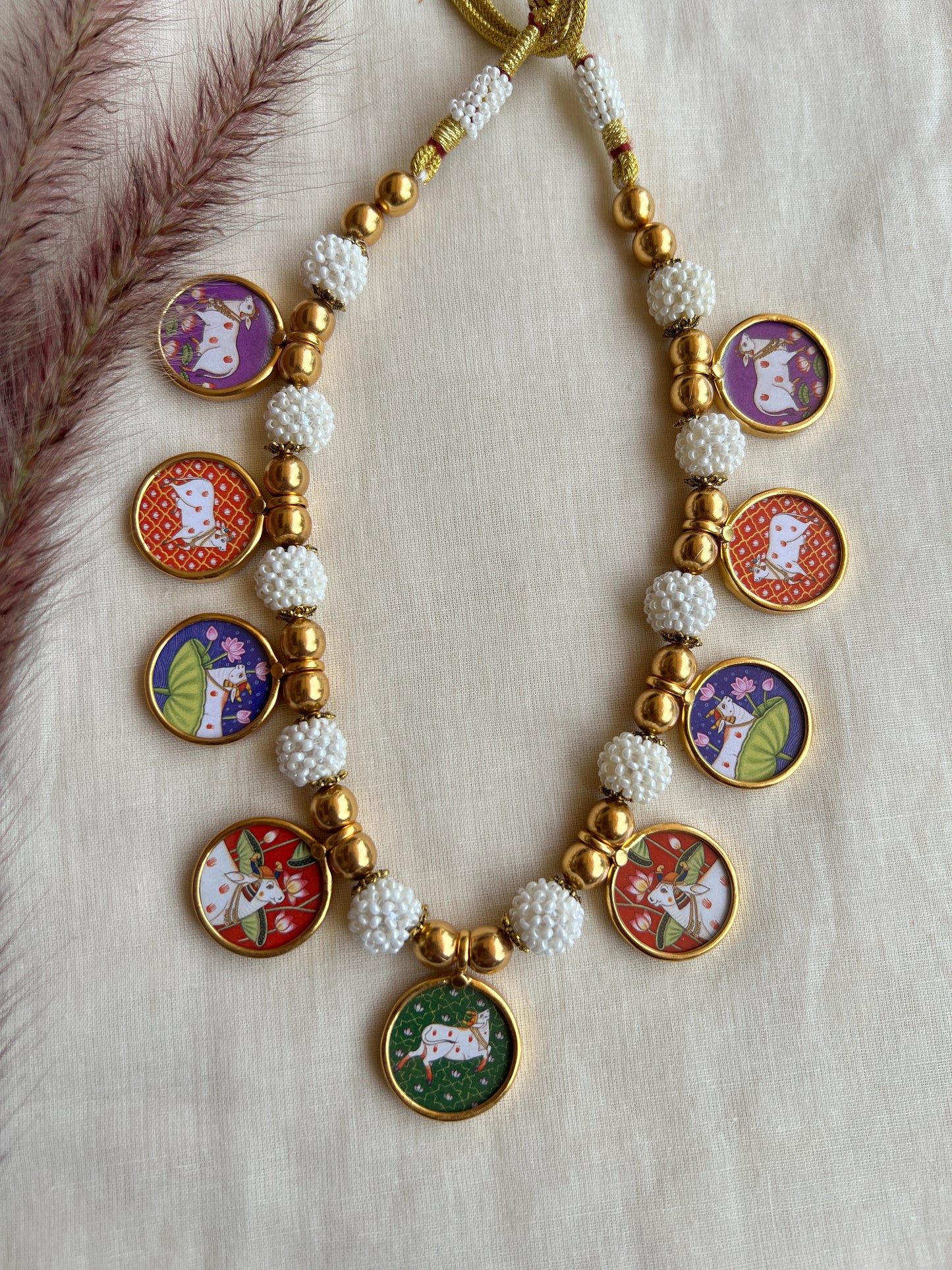 Cow handpainted necklace