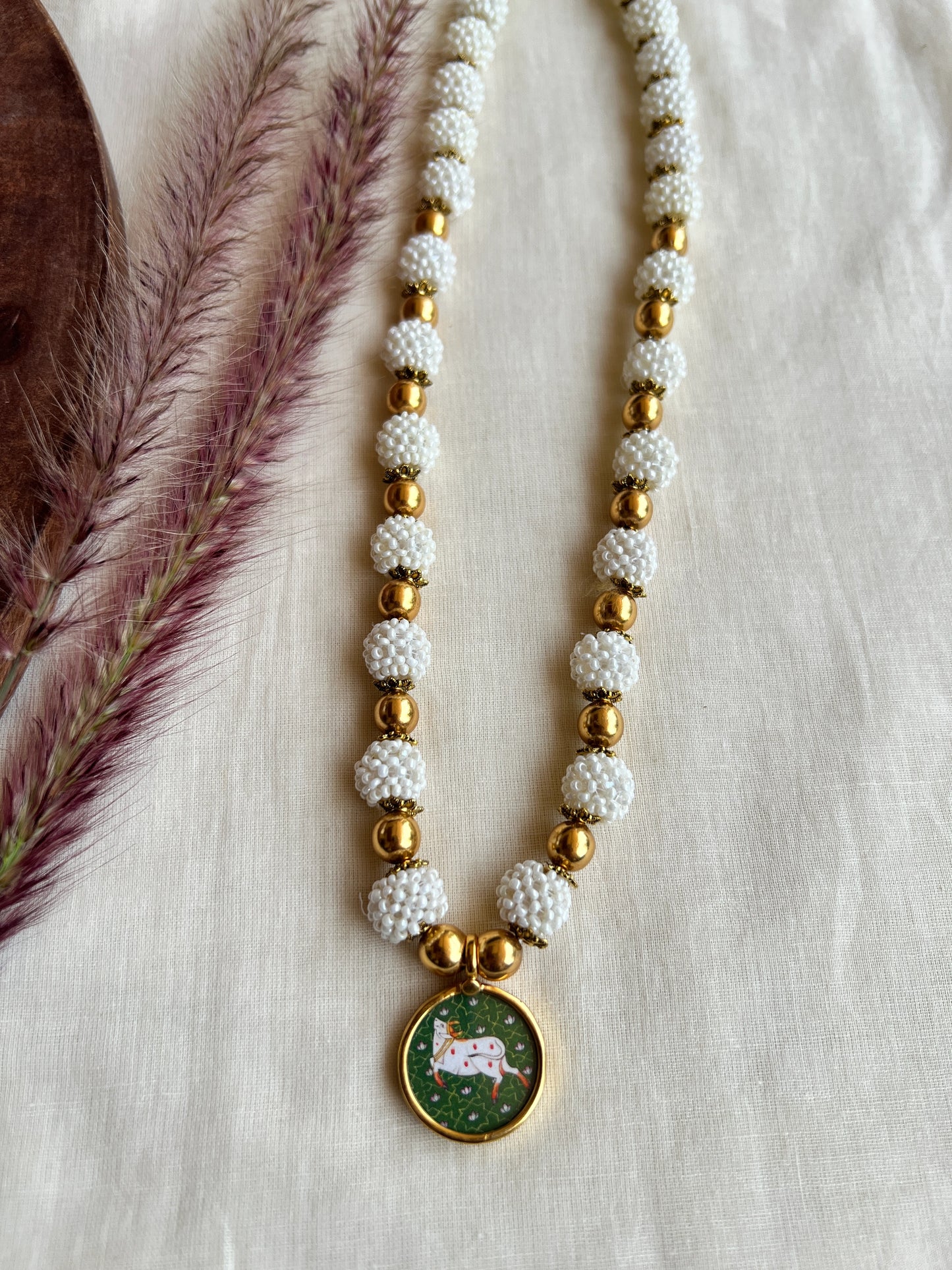 Cow handpainted necklace