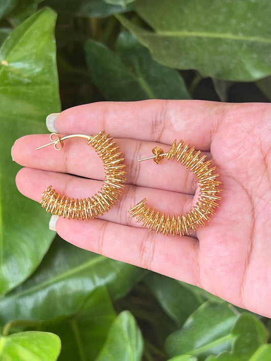 Golden zigzag hoops