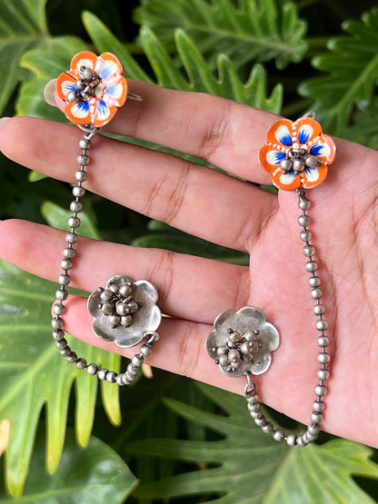 Meenakari earrings with ear chain