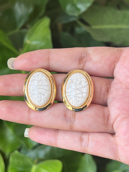 White stone earrings