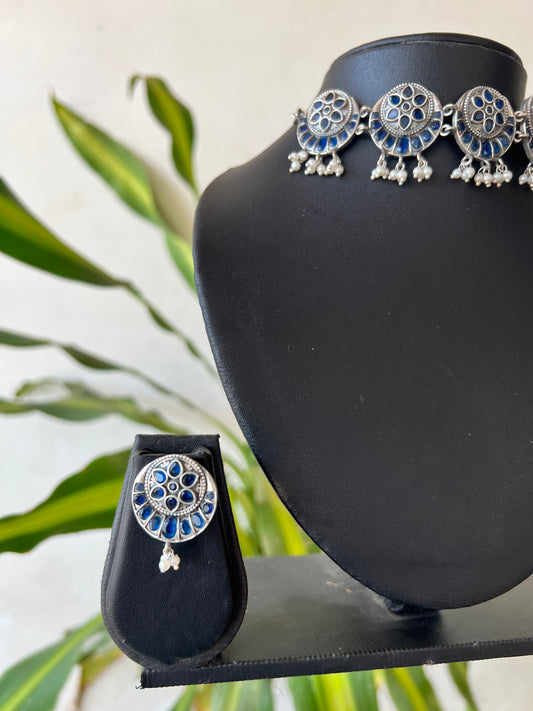 Oxidised necklace set