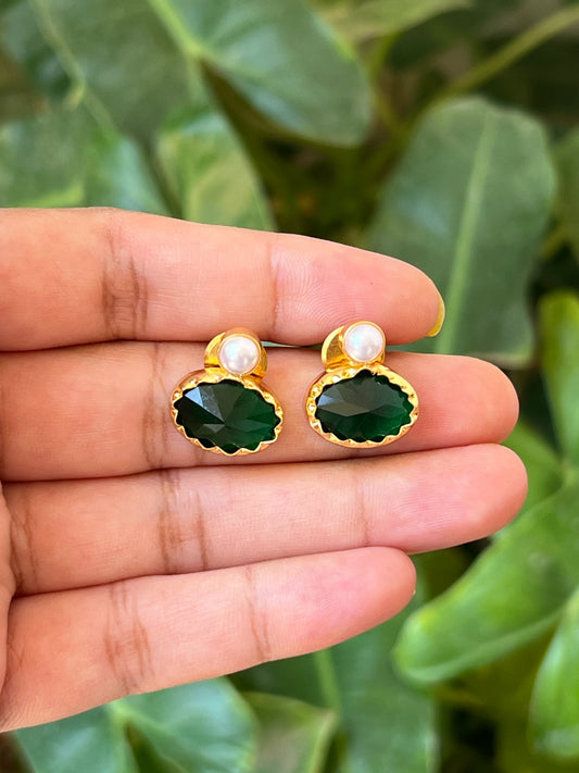 Green stone studs